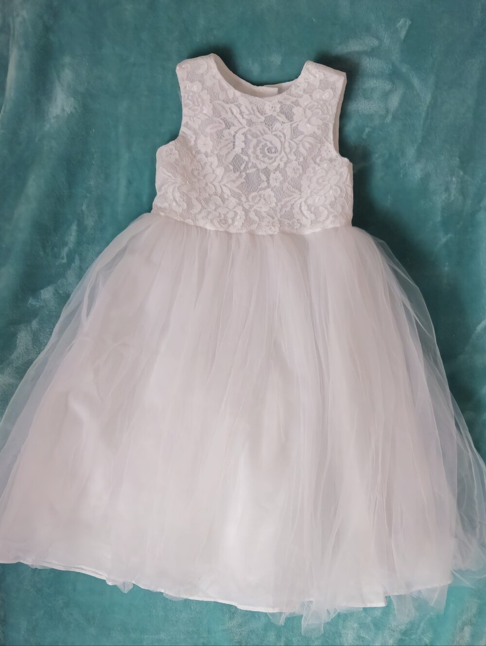 Unbranded Girl's White Lace & Tulle Flower Girl/Communion/Forma Dress - Size 4 - Picture 4 of 8